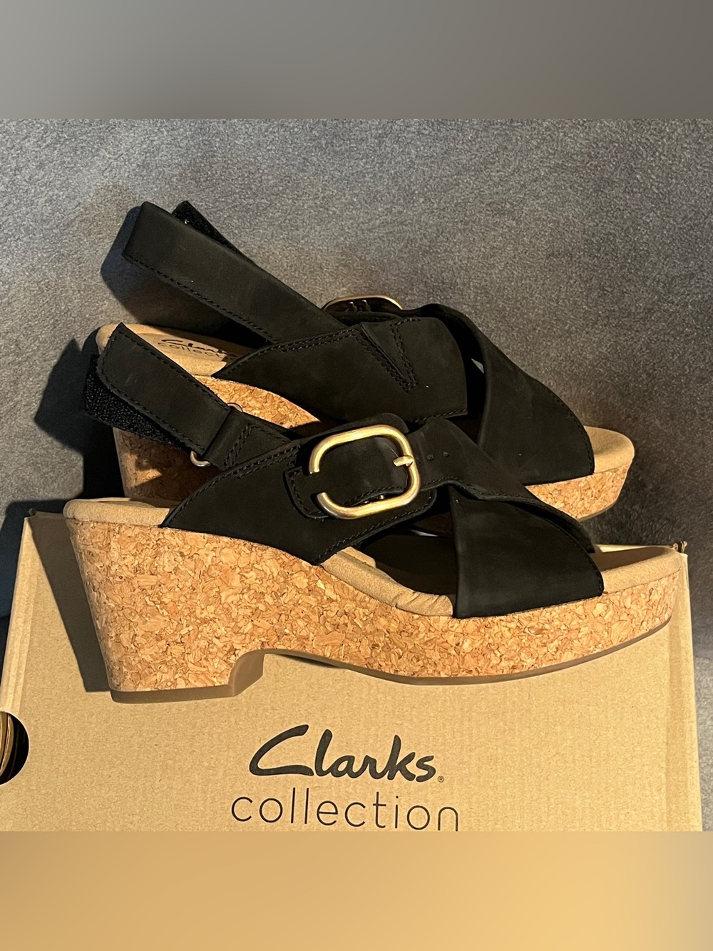 Clark’s Women’s Wedge Hills Giselle Dove Black Nubuck Size 7 US